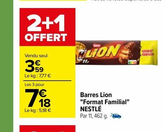 barres lion "format familial" nestlé