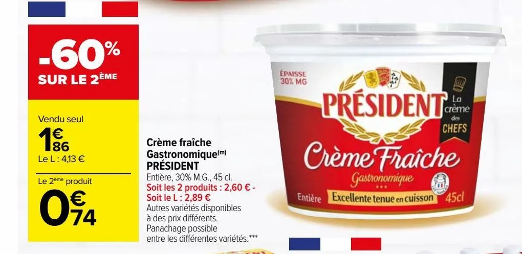 crème fraîche gastronomique(m) président