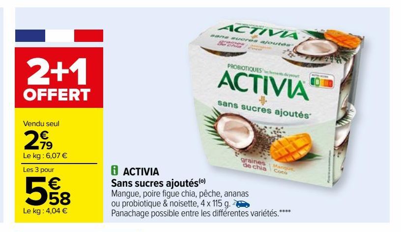 ACTIVIA Sans sucres ajoutés(o)