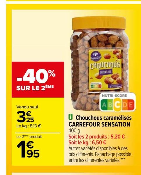 Chouchous caramélisés CARREFOUR SENSATION