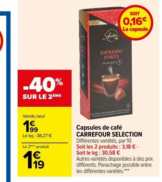 capsules de café carrefour selection