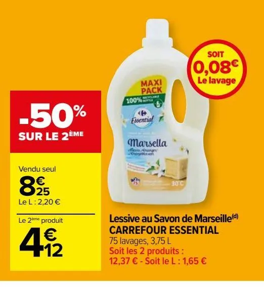 lessive au savon de marseille(d) carrefour essential