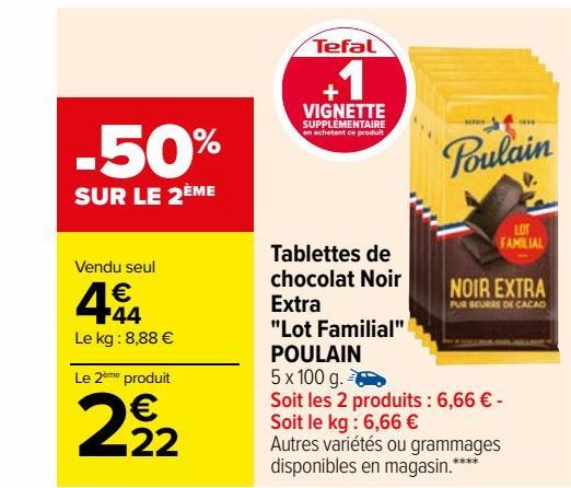 Tablettes de chocolat Noir Extra "Lot Familial" POULAIN