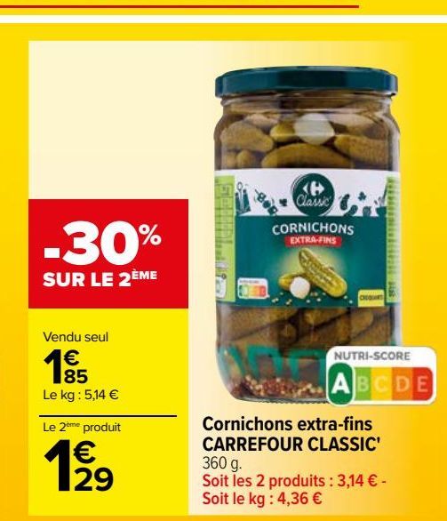 Cornichons extra-fins CARREFOUR CLASSIC'