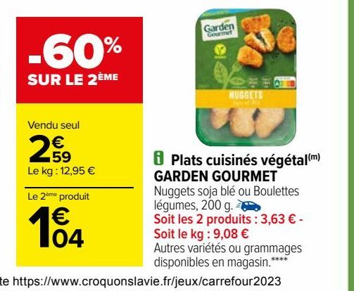 Plats cuisinés végétal(m) GARDEN GOURMET