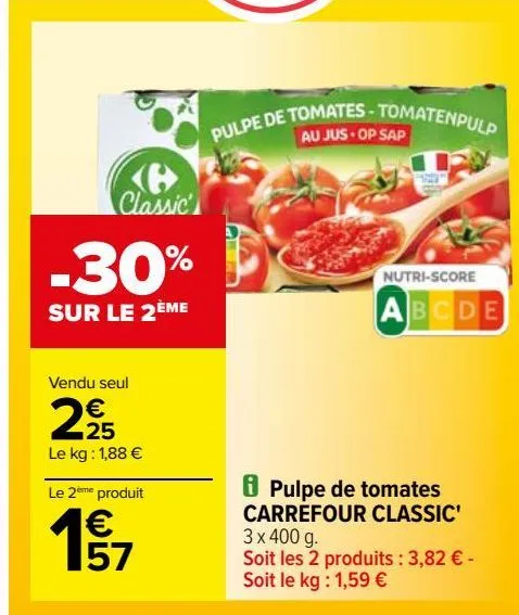 pulpe de tomates carrefour classic'