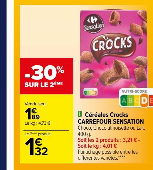 Céréales Crocks CARREFOUR SENSATION
