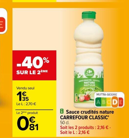 Sauce crudités nature CARREFOUR CLASSIC'