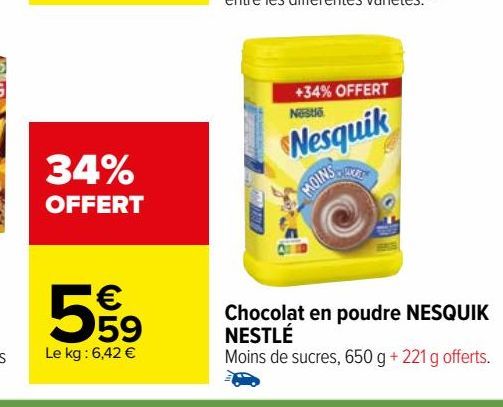 Chocolat en poudre NESQUIK NESTLÉ