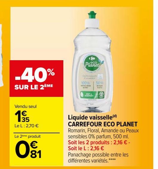 Liquide vaisselle(d) CARREFOUR ECO PLANET