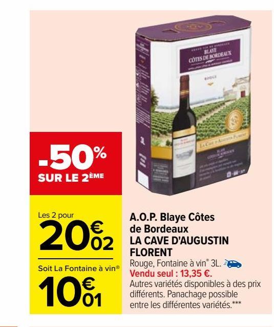 A.O.P. Blaye Côtes de Bordeaux LA CAVE D'AUGUSTIN FLORENT