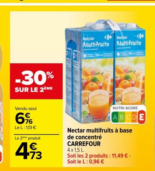 Nectar multifruits à base de concentré CARREFOUR