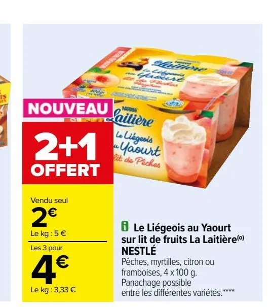 le liégeois au yaourt sur lit de fruits la laitière(o) nestlé