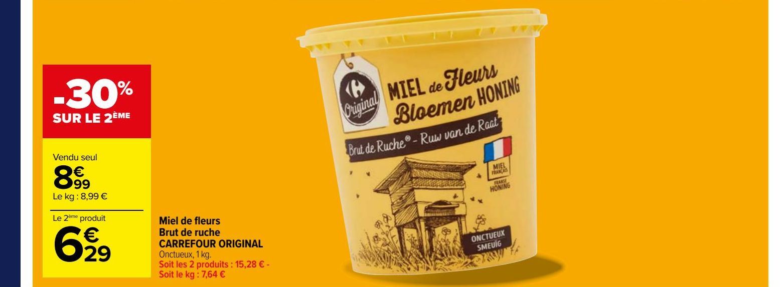 Miel de fleurs Brut de ruche CARREFOUR ORIGINAL