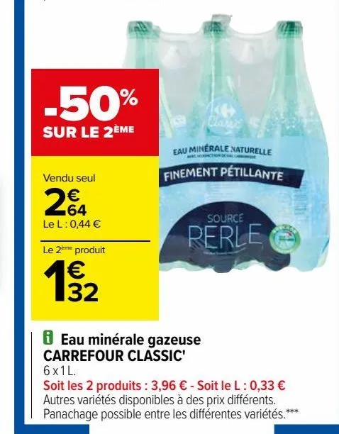 eau minérale gazeuse carrefour classic'