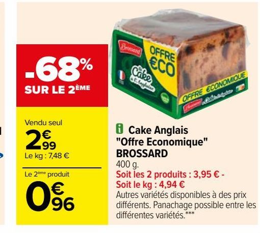 Cake Anglais "Offre Economique" BROSSARD