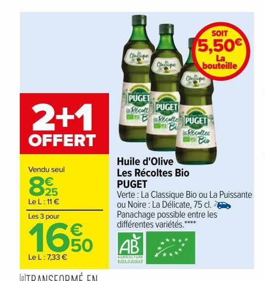 Huile d'Olive Les Récoltes Bio PUGET