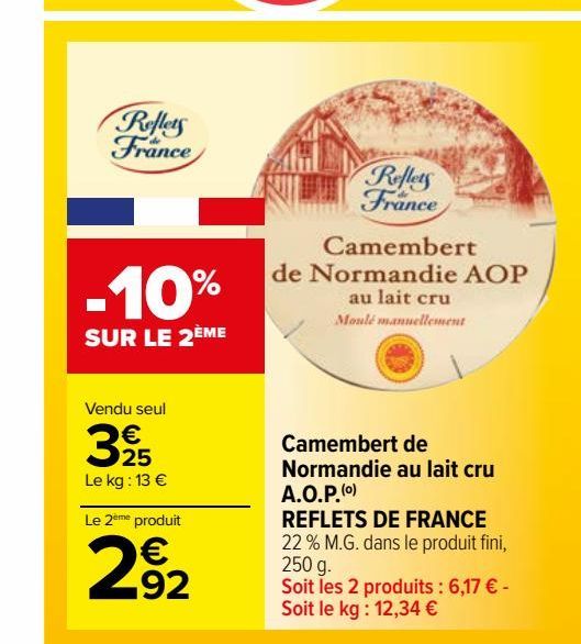 Camembert de Normandie au lait cru A.O.P.(o) REFLETS DE FRANCE