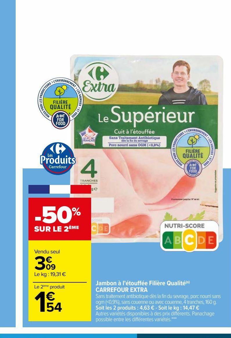 Jambon à l'étouffée Filière Qualité(o) CARREFOUR EXTRA