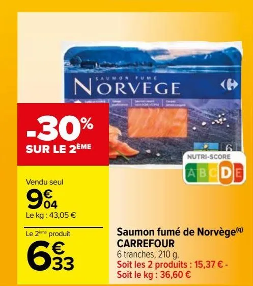 saumon fumé de norvège(q) carrefour