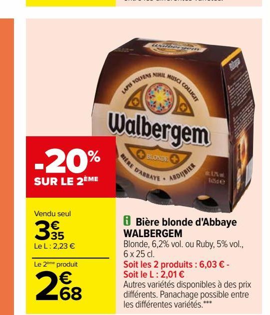 Bière blonde d'Abbaye WALBERGEM