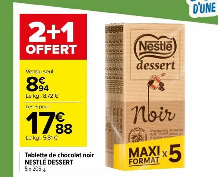 tablette de chocolat noir nestlé dessert