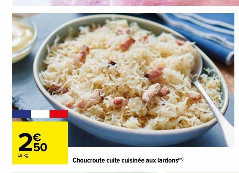 Choucroute cuite cuisinée aux lardons(m)