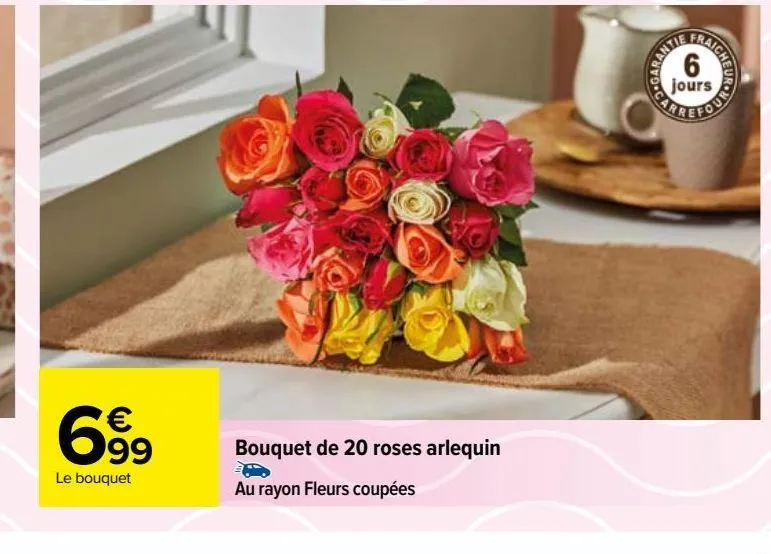 bouquet de 20 roses arlequin