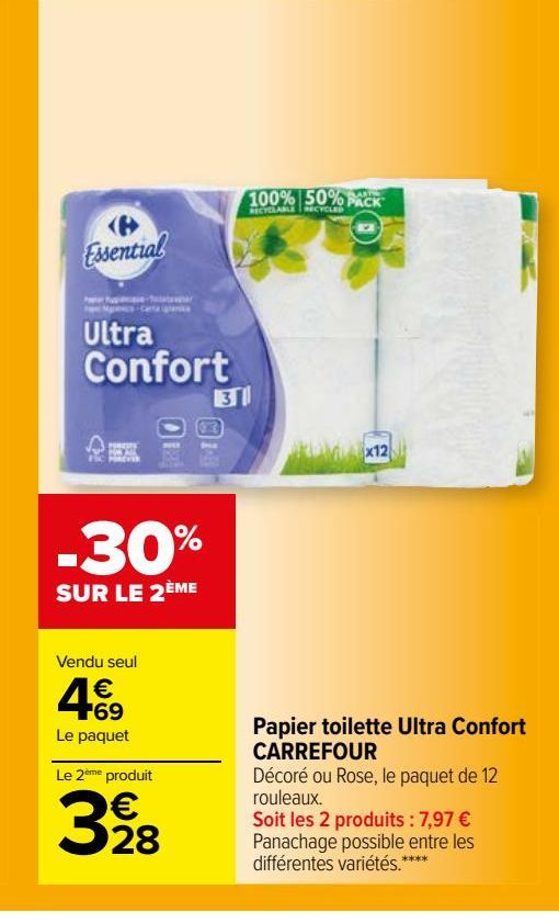 Papier toilette Ultra Confort CARREFOUR