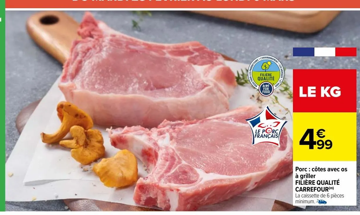 porc : côtes avec os à griller filière qualité carrefour(m)