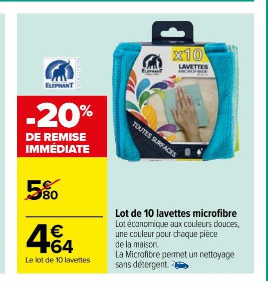 Lot de 10 lavettes microfibre