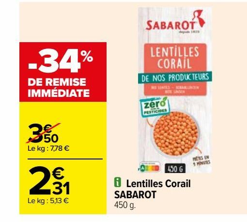 Lentilles Corail SABAROT