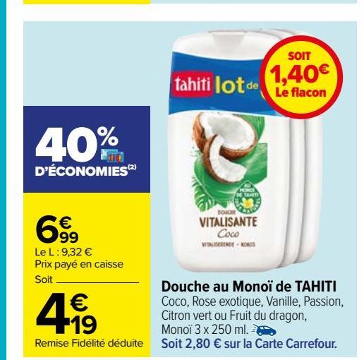 Douche au Monoï de TAHITI