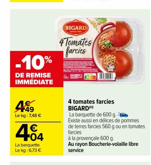 4 tomates farcies BIGARD(n)