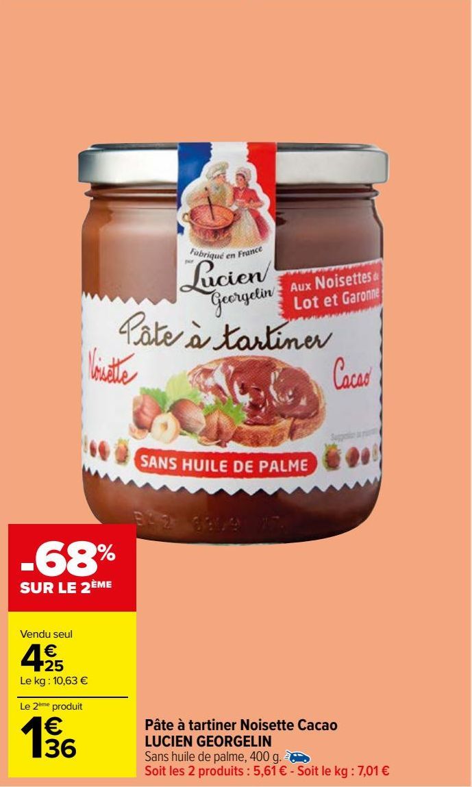 pâte à tartiner noisettes cacao Lucien Georgelin