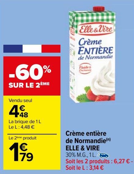 crème entière de Normandie Elle & Vire