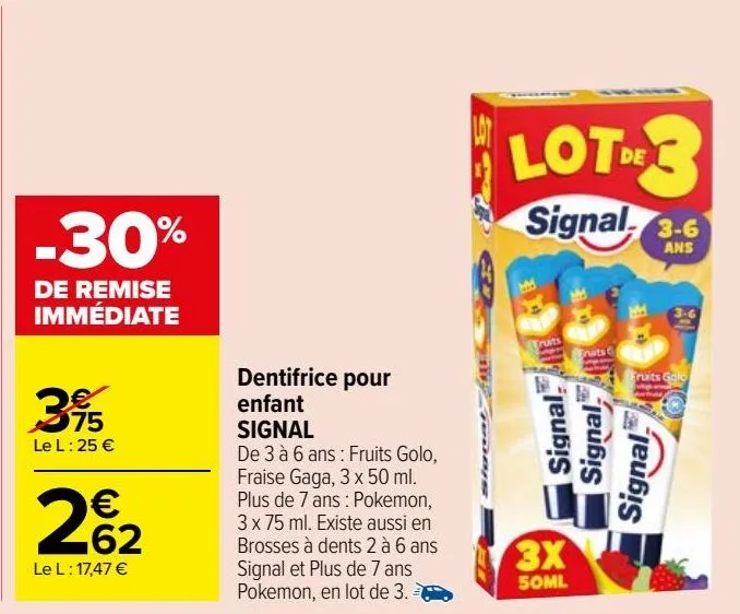 dentifrice pour enfant signal