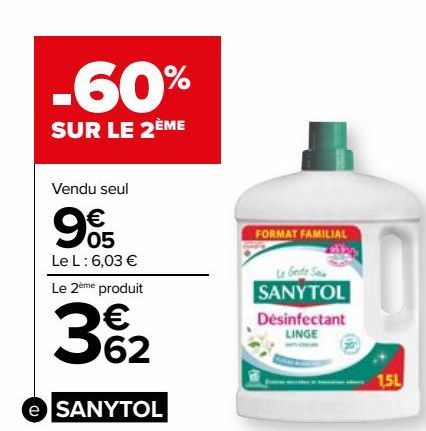 désinfectant du linge <<format familial>> Sanytol