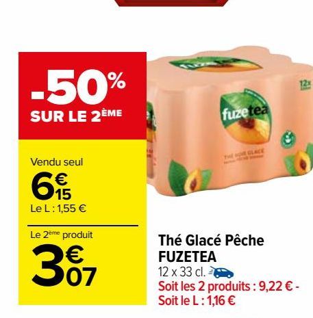 thé glacé pêche Fuzetea