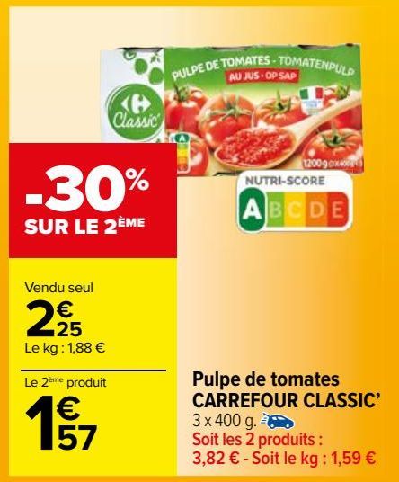 pulpe des tomates Carrefour classic