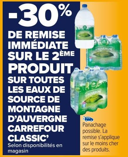 TOUTES LES EAUX DE SOURCE DE MONTAGNE D'AUVERGNE CARREFOUR CLASSIC