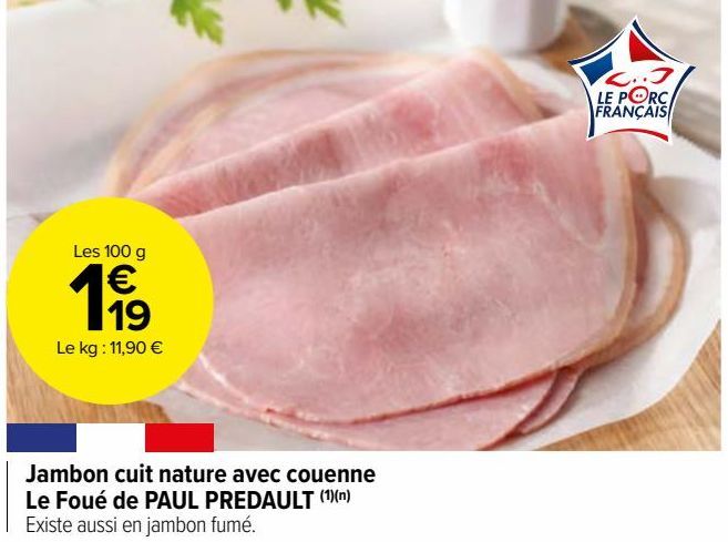 jambon cuit nature avec couenne le Foué de Paul Predault