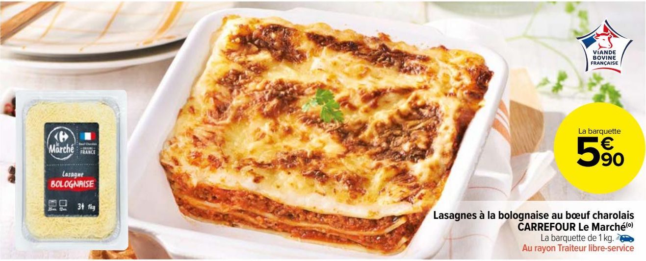 lasagne à la bolognaise au boeuf charolais Carrefour le marché