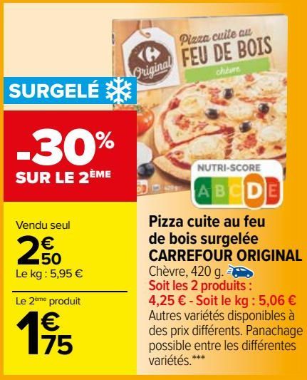 pizza cuite au feu de bois surgelée Carrefour original