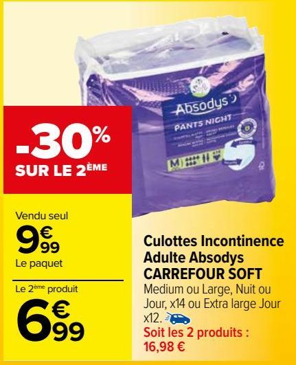 culotte incontinence adulte absodys Carrefour Soft