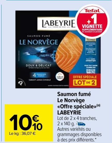 saumon fumé le norvège <<offre spéciale>> Labeyrie