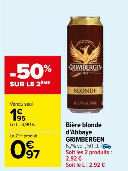 bière blonde d'abbaye Grimbergen