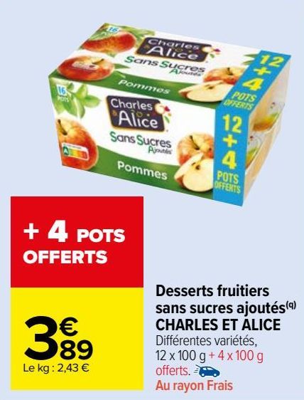 desserts fruitiers sans sucres ajoutés Charles et Alice