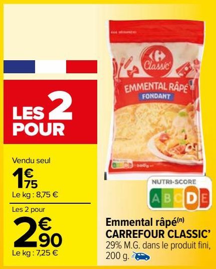 emmental râpé Carrefour classic