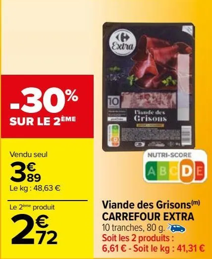 viande des grisons carrefour extra